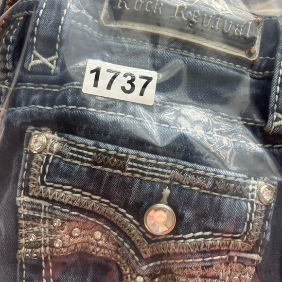 ROCK REVIVAL Claret Mid-Rise Skinny Jeans Distressed Dark-Wash Women’s Size 25 - Picture 13 of 13